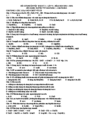Đề cương ôn tập học kì 1 môn Hóa Lớp 9 (Chương 1, 2, 3) - Năm học 2021-2022